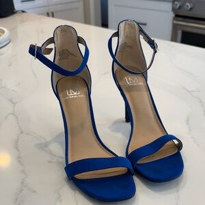 Material Girl Royal Blue Ankle Strap Heels